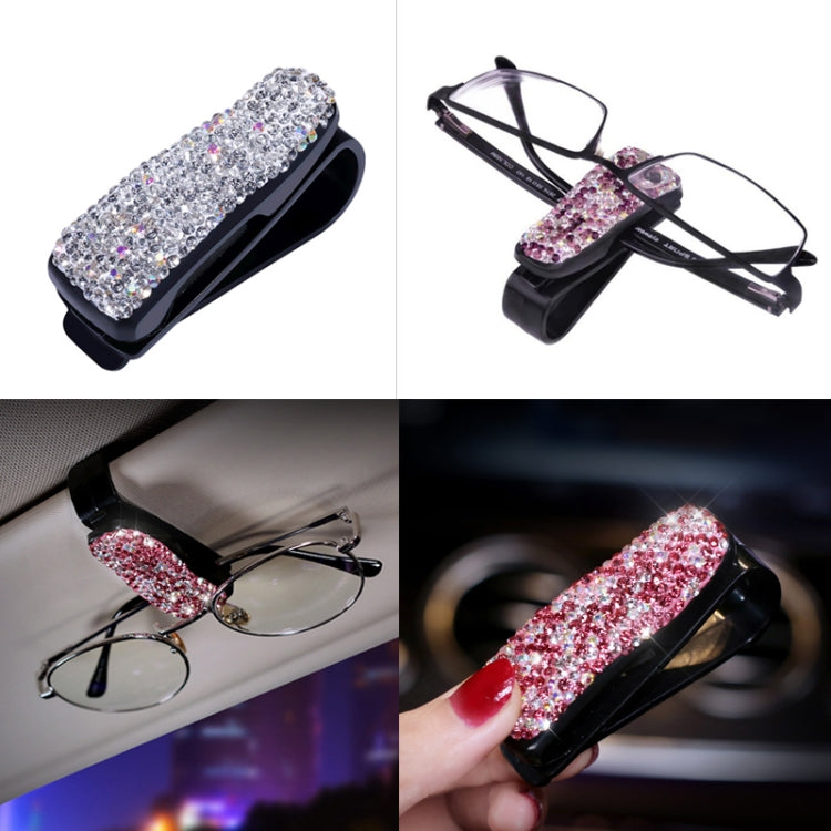 Car Pure Color Diamond Mounted Glasses Bill Clip Holder (White) by buy2fix