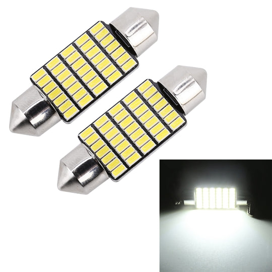 2 pièces 36mm DC12V / 1.2W / 6000K / 80LM 33LED SMD-3014 éclairage de plaque d'immatriculation de voiture/éclairage de dôme, avec décodeur