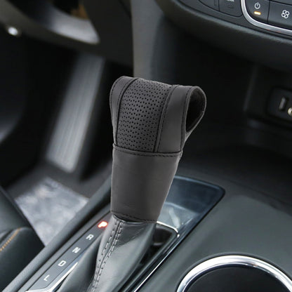 Universal Nonslip Breathable Genuine Leather Car Gear Shift Knob Cover(Black) - Shift Knob by buy2fix | Online Shopping UK | buy2fix