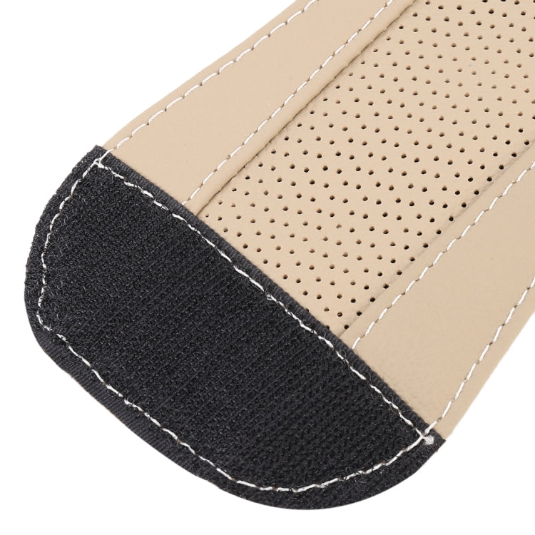 Universal Nonslip Breathable Genuine Leather Car Gear Shift Knob Cover(Beige) by buy2fix