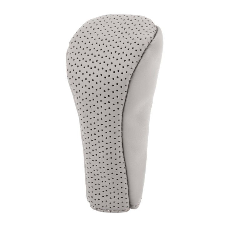 Universal Nonslip Breathable Genuine Leather Car Gear Shift Knob Cover(Grey) by buy2fix