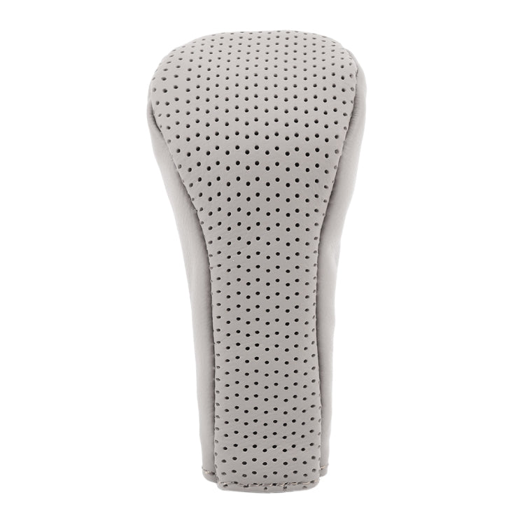 Universal Nonslip Breathable Genuine Leather Car Gear Shift Knob Cover(Grey) by buy2fix