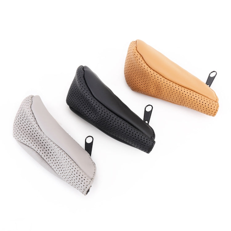 Universal Nonslip Breathable Genuine Leather Car Gear Shift Knob Cover(Grey) by buy2fix