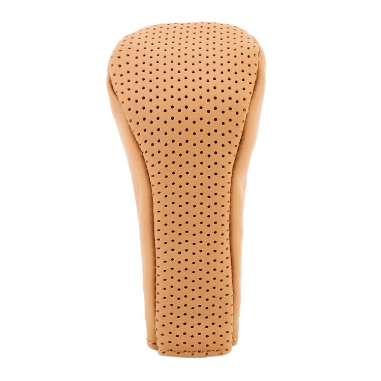 Universal Nonslip Breathable Genuine Leather Car Gear Shift Knob Cover(Brown) by buy2fix