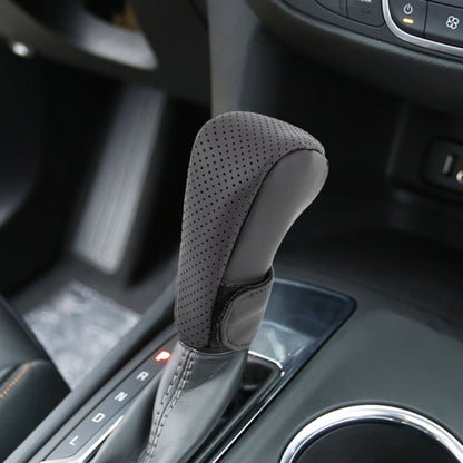Universal Nonslip Breathable Genuine Leather Car Gear Shift Knob Cover(Black) by buy2fix
