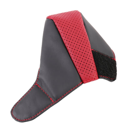 Universal Nonslip Breathable Genuine Leather Car Gear Shift Knob Cover(Black Red) by buy2fix
