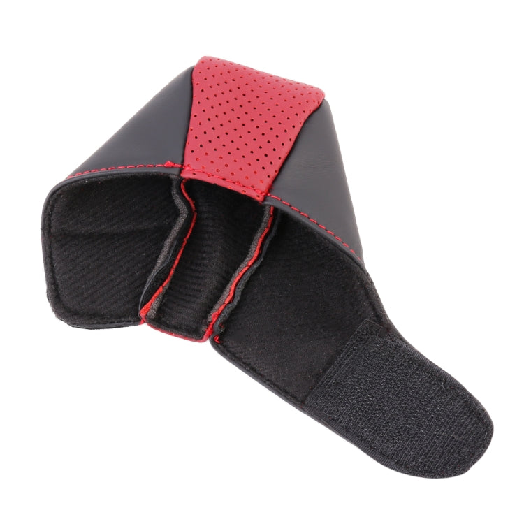Universal Nonslip Breathable Genuine Leather Car Gear Shift Knob Cover(Black Red) by buy2fix