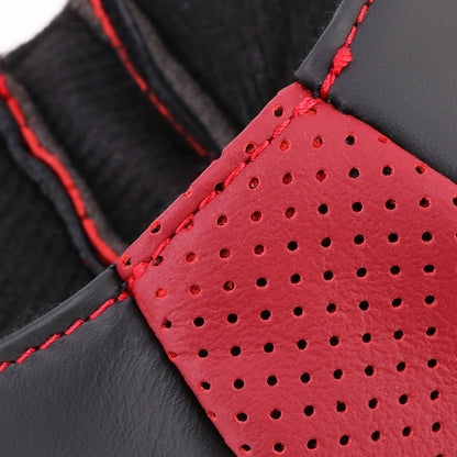 Universal Nonslip Breathable Genuine Leather Car Gear Shift Knob Cover(Black Red) by buy2fix