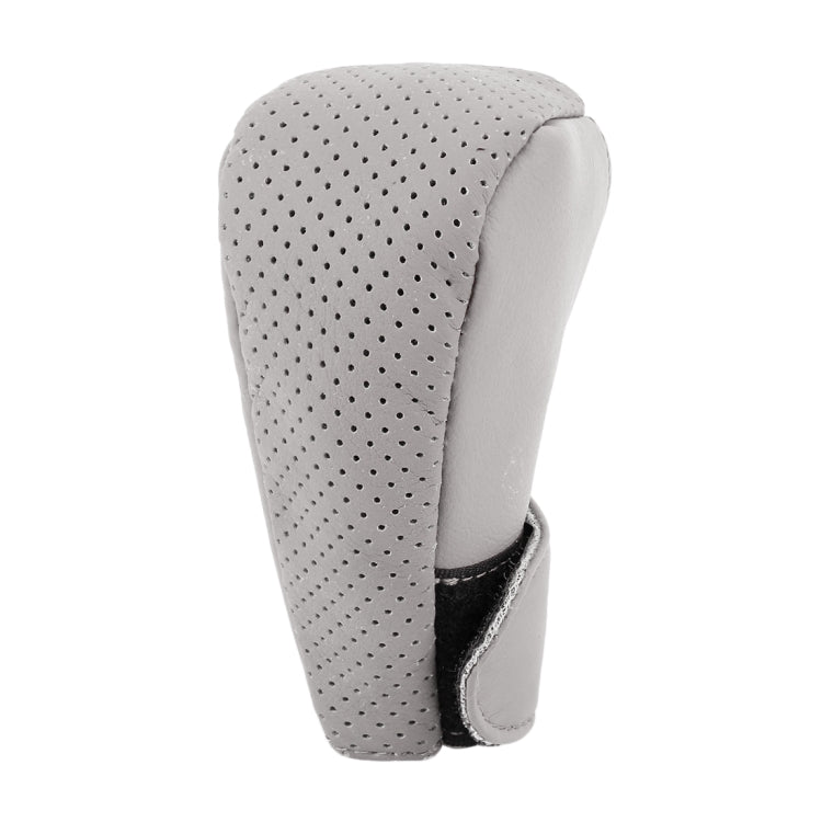 Universal Nonslip Breathable Genuine Leather Car Gear Shift Knob Cover(Grey) by buy2fix