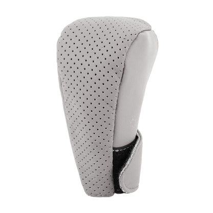 Universal Nonslip Breathable Genuine Leather Car Gear Shift Knob Cover(Grey) by buy2fix