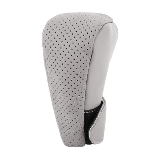Universal Nonslip Breathable Genuine Leather Car Gear Shift Knob Cover(Grey) by buy2fix