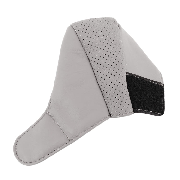 Universal Nonslip Breathable Genuine Leather Car Gear Shift Knob Cover(Grey) by buy2fix