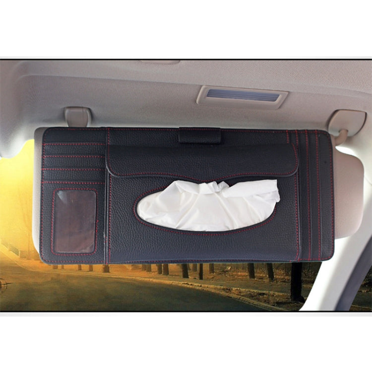DERANFU 3 In 1 Lichee Texture Multi-function Car Hang Type Leather Towel Box with Card Slot & CD Slot(Black) by buy2fix