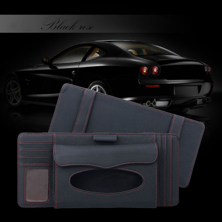 DERANFU 3 In 1 Lichee Texture Multi-function Car Hang Type Leather Towel Box with Card Slot & CD Slot(Black) by buy2fix