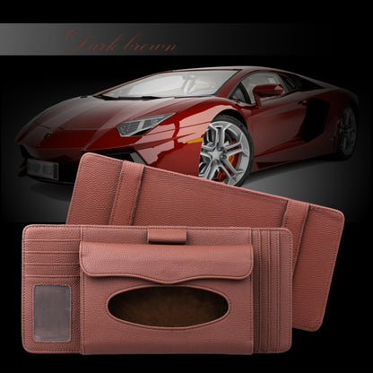 DERANFU 3 In 1 Lichee Texture Multi-function Car Hang Type Leather Towel Box with Card Slot & CD Slot(Dark Brown) by buy2fix