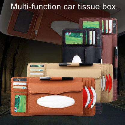 DERANFU 3 In 1 Lichee Texture Multi-function Car Hang Type Leather Towel Box with Card Slot & CD Slot(Brown) by buy2fix