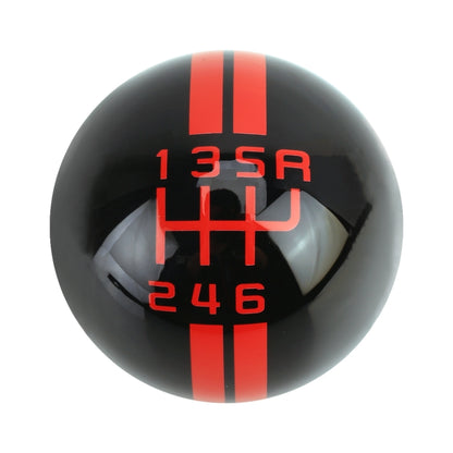 Universal Vehicle Ball Shape Modified Resin Shifter Manual 6-Speed Right-R Gear Shift Knob(Black Red) by buy2fix