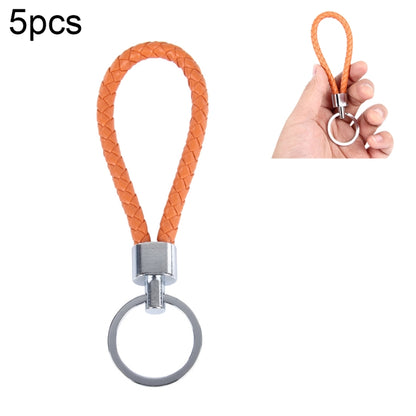 5pcs Car Key Ring Holder With Leather Strip (Orange) by buy2fix