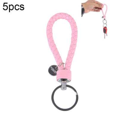5pcs Car Key Ring Holder With Leather Strip(Pink) by buy2fix