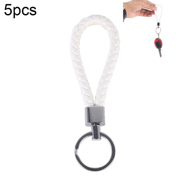 5pcs Car Key Ring Holder With Leather Strip(White) by buy2fix