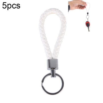 5pcs Car Key Ring Holder With Leather Strip(White) by buy2fix