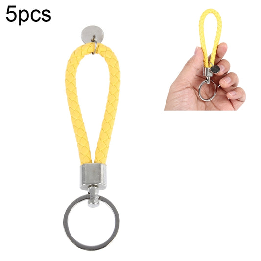 5pcs Car Key Ring Holder With Leather Strip(Yellow) by buy2fix