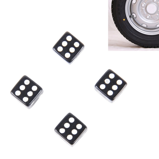Bouchon de tige de Valve de pneu universel en forme de dés plaqué plastique, 4 pièces (noir)