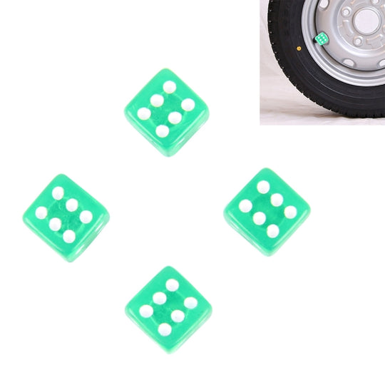 Bouchon de tige de Valve de pneu universel en forme de dés plaqué plastique, 4 pièces (vert)