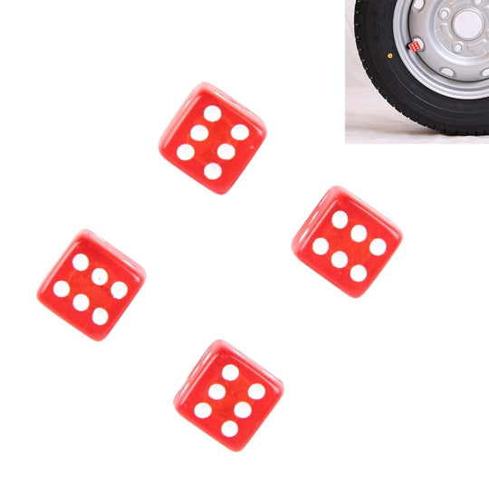 Bouchon de tige de Valve de pneu universel en forme de dés plaqué plastique, 4 pièces (rouge)