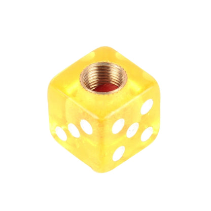 4 PCS Plastic Plated Dice Shape Universal Tire Valve Stem Cap(Yellow) by buy2fix