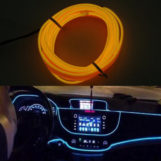 Bande lumineuse LED flexible à lumière froide de 2 m pour la décoration de voiture (lumière jaune)