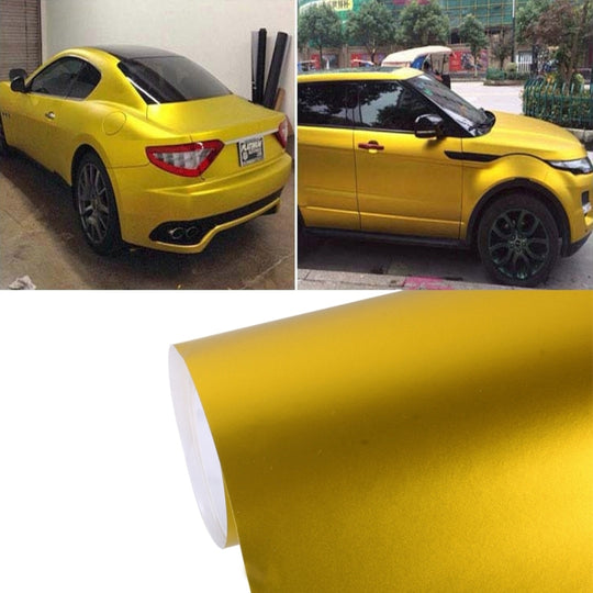 1.52m × 0.5m Ice Blue Metallic Matte Icy Ice Car Decal Wrap Auto Wrapping Vehicle Sticker Motorcycle Sheet Tint Vinyl Air Bubble Free(Gold)