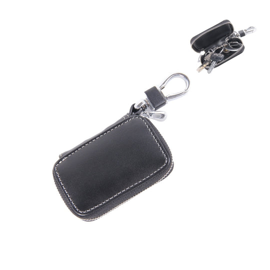 Portefeuille universel en cuir avec Texture de poudre Flash, portefeuille à fermeture éclair suspendu à la taille, sac porte-clés (clé non incluse) (noir)