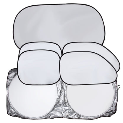 6 in 1 Summer Accessories Coated Silver Car Sun Shade Cloth Set by buy2fix