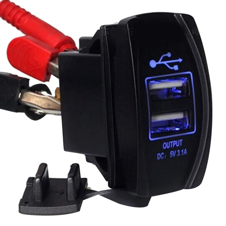 Car Motorcycle Dual USB Port Charge with Dustproof Cover and LED Light(Random Color Delivery) - DIY Modified Charger by buy2fix | Online Shopping UK | buy2fix