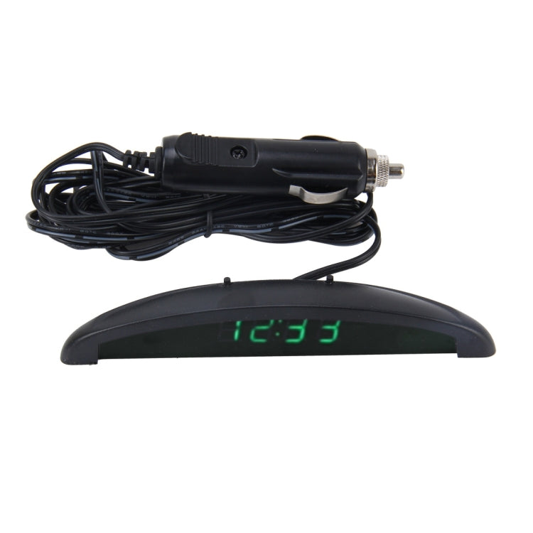 2 in 1 Car LED Digital Display Thermometer Clock(Green) by buy2fix