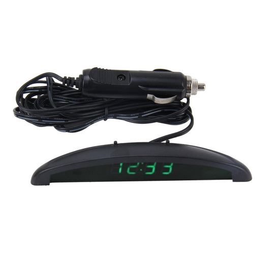2 in 1 Car LED Digital Display Thermometer Clock(Green) by buy2fix