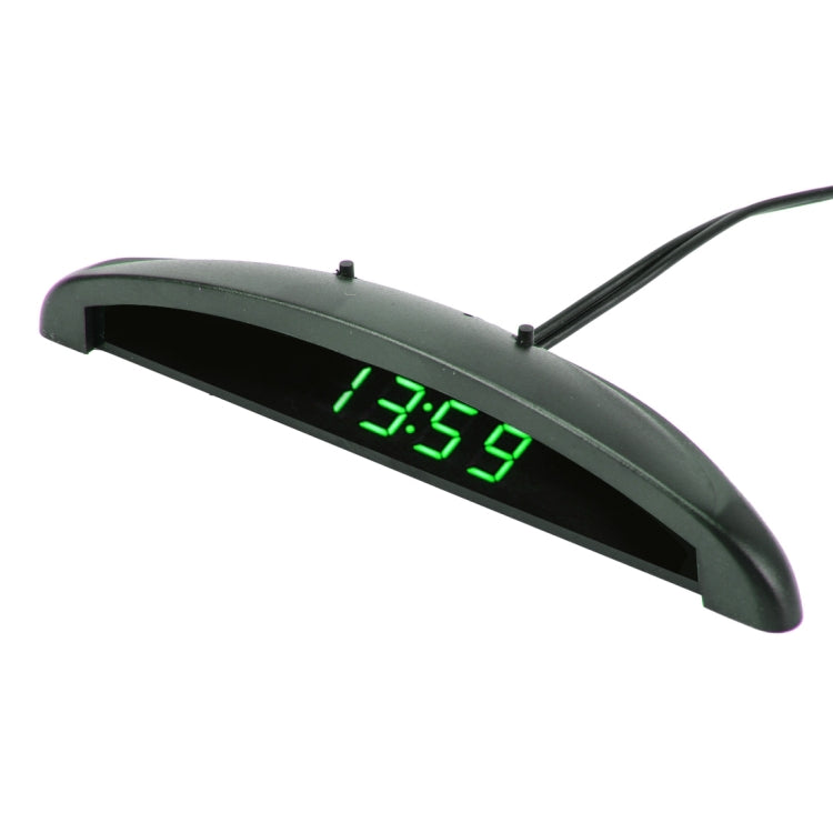 2 in 1 Car LED Digital Display Thermometer Clock(Green) by buy2fix