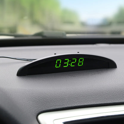2 in 1 Car LED Digital Display Thermometer Clock(Green) by buy2fix