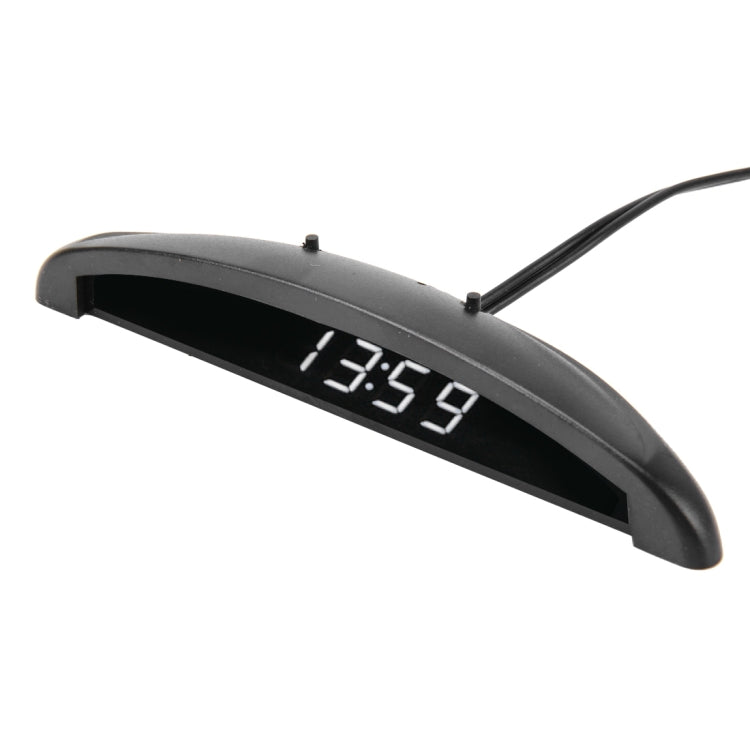 2 in 1 Car LED Digital Display Thermometer Clock(White) by buy2fix