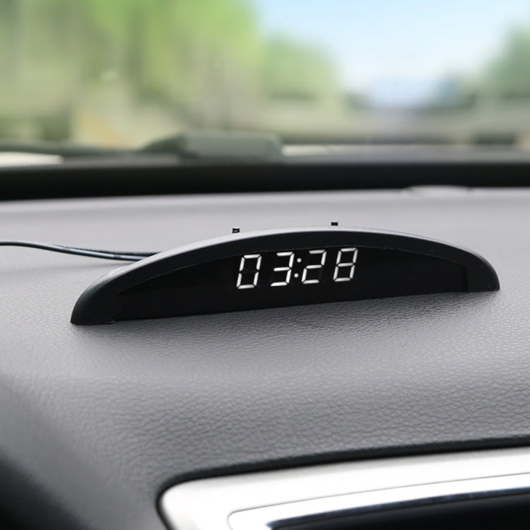 2 in 1 Car LED Digital Display Thermometer Clock(White) by buy2fix