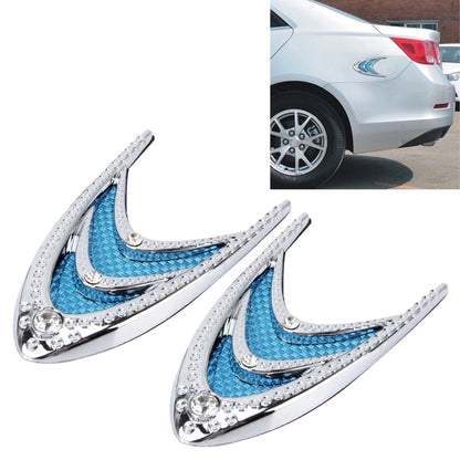 2 PCS Car Plastic Decorative Sticker, Size: 10.0 x 5.0cm(Silver + Blue) by buy2fix