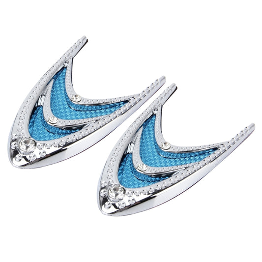 2 PCS Car Plastic Decorative Sticker, Size: 10.0 x 5.0cm(Silver + Blue) by buy2fix
