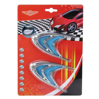 2 PCS Car Plastic Decorative Sticker, Size: 10.0 x 5.0cm(Silver + Blue) by buy2fix