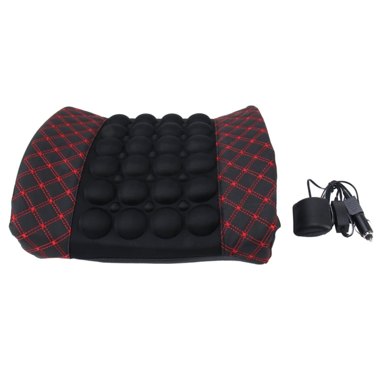 12V Four Season Chemical Fiber Wrapping Lumbar Seat Relaxation Waist Support Cushion for Car Office Family (Red) by buy2fix