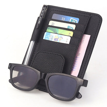Multi-functional Auto Car Sun Visor Sunglass Holder Card Bill Ticket Storage Holder Pouch Bag(Black) by buy2fix