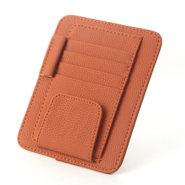 Multi-functional Auto Car Sun Visor Sunglass Holder Card Bill Ticket Storage Holder Pouch Bag(Brown) by buy2fix