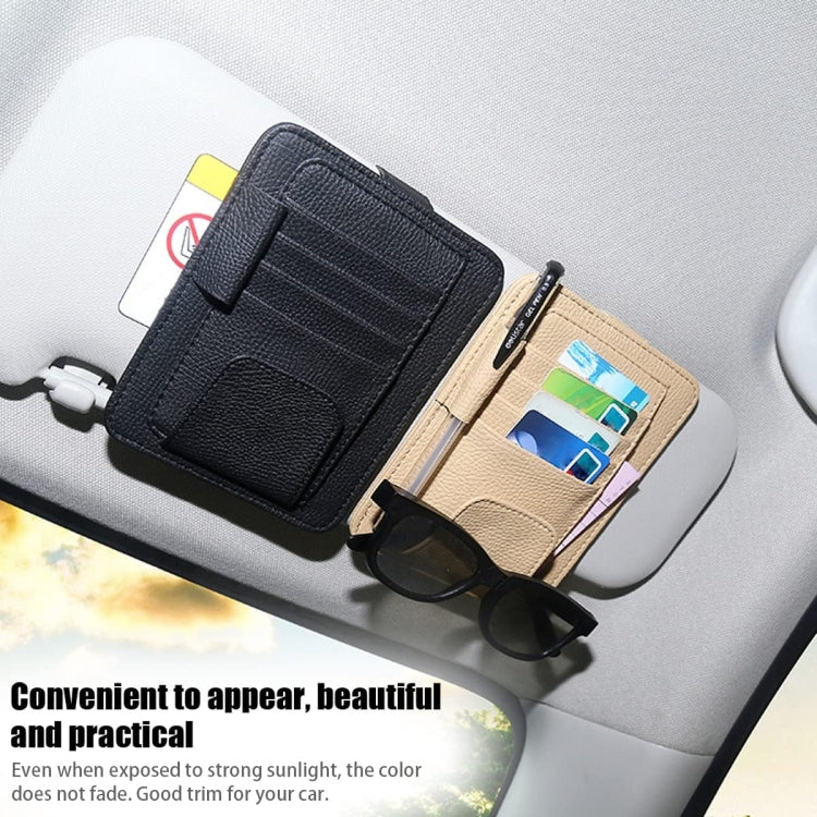 Multi-functional Auto Car Sun Visor Sunglass Holder Card Bill Ticket Storage Holder Pouch Bag(Brown) by buy2fix