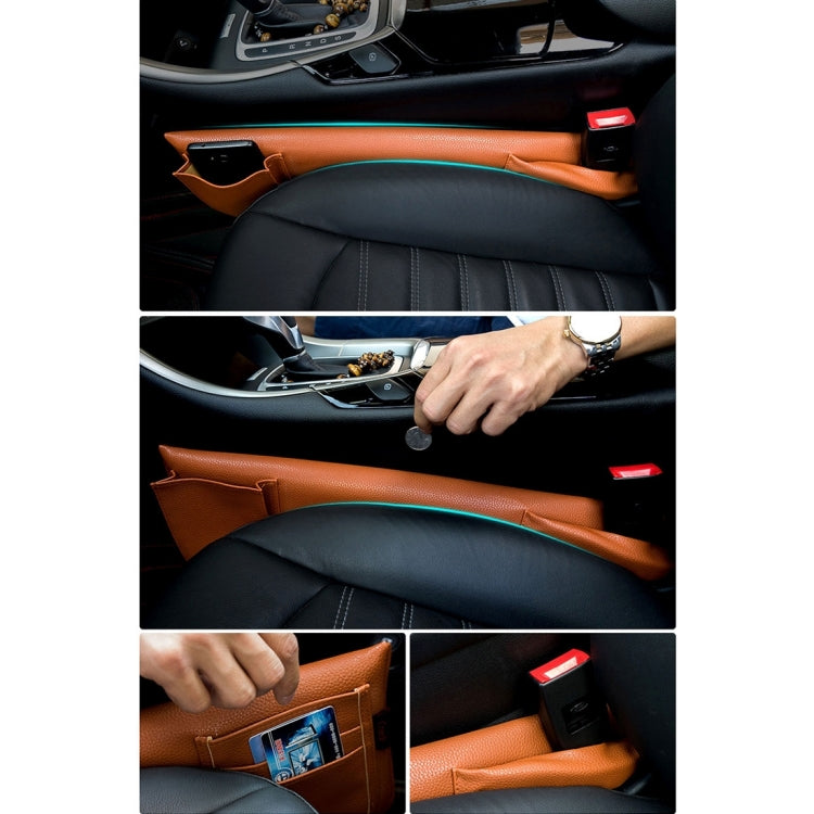 A Pair Universal Car Seat Catcher Gap Console Filler Seat Side Pocket Organizer Catcher Leak-Proof Seat Crevice Storage Bags(Brown) by buy2fix