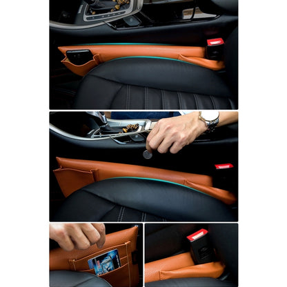 A Pair Universal Car Seat Catcher Gap Console Filler Seat Side Pocket Organizer Catcher Leak-Proof Seat Crevice Storage Bags(Brown) by buy2fix